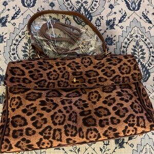 NWOT Leopard print satchel with rose gold hardware